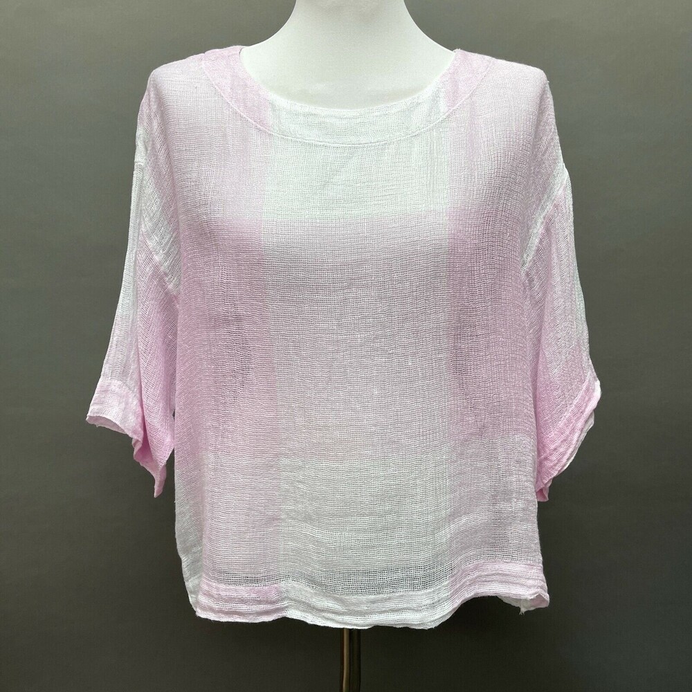 Pure Jill Linen Women's Top X-Small Small Medium White Pink 100% Linen‎